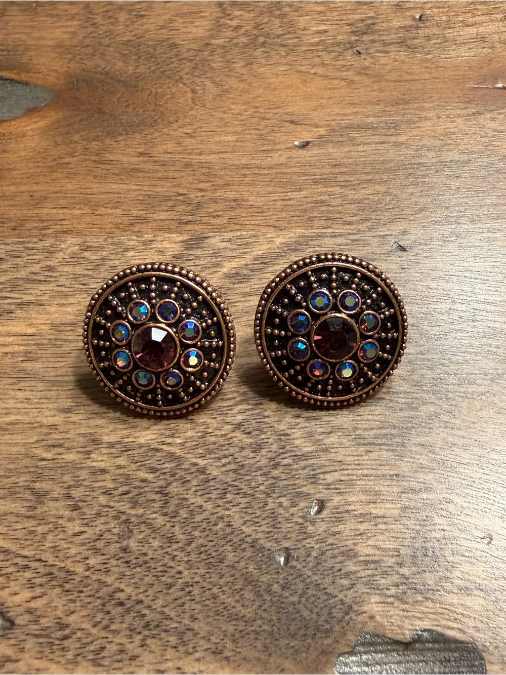 ✨ Vintage 1928 Multicolored AB Crystal Clip On Earrings